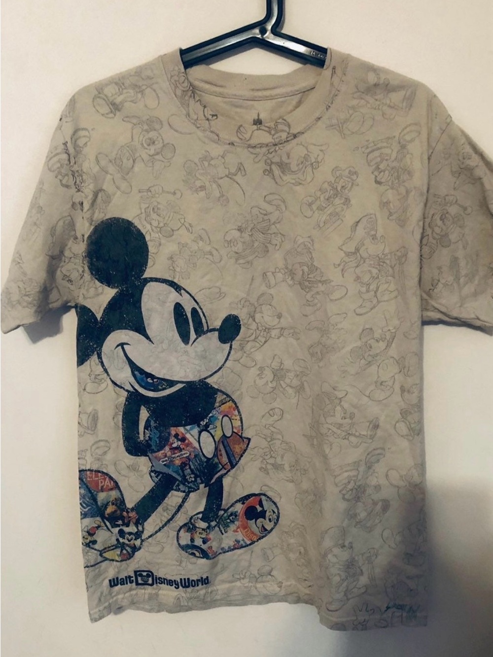Disney Parks Walt Disney World Mickey Mouse All Over Print T-Shirt M
